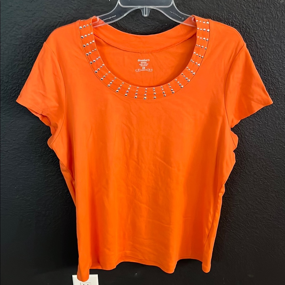 Women’s Dressbarn Orange Short Sleeve Embellished Tee